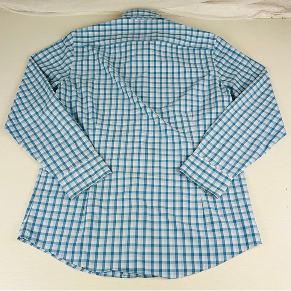 Mizzen+Main Leeward Shirt Mens Large Trim Blue White Check Long Sleeve Stretch - Picture 2 of 6